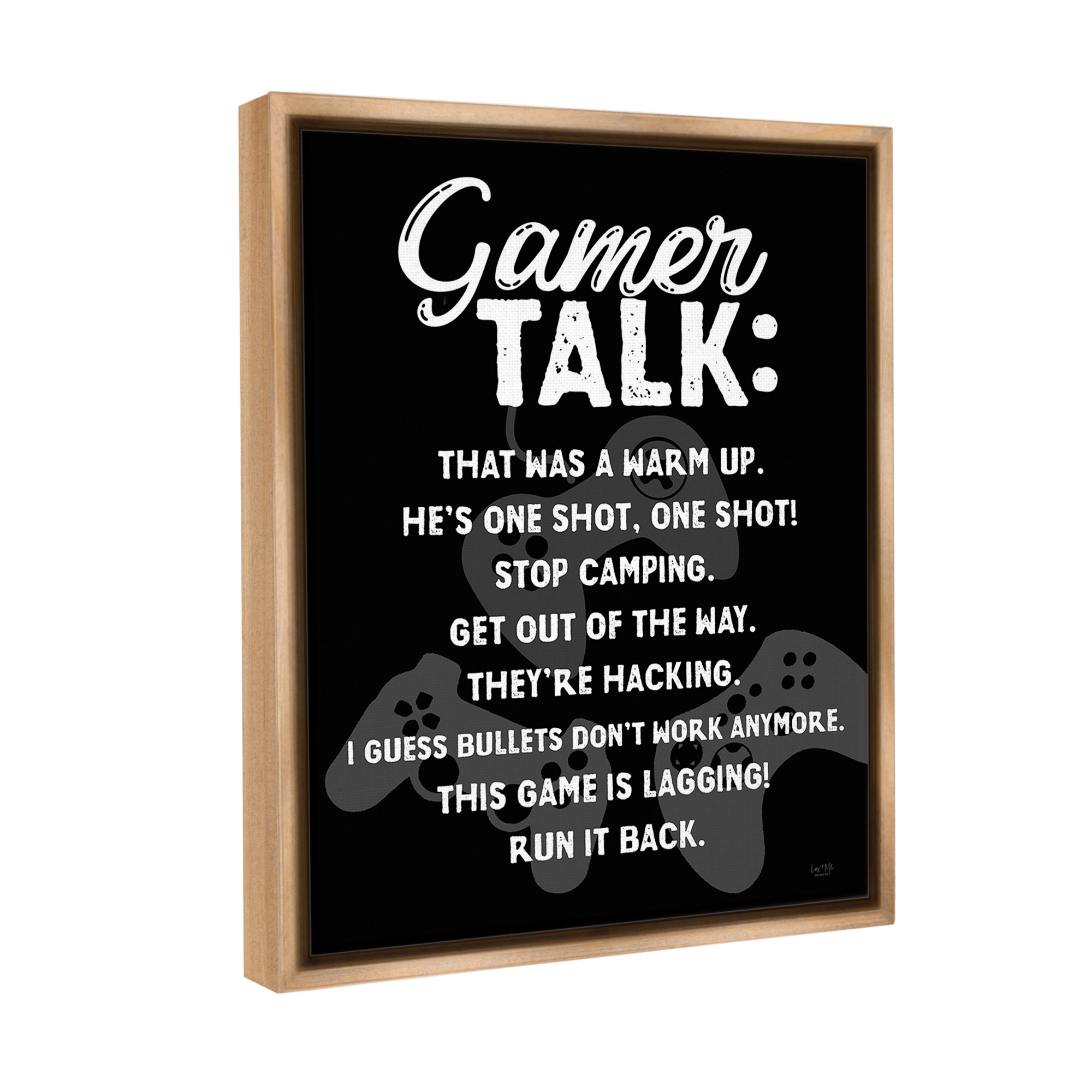 Stupell Industries Gamer Talk Phrases Typography Painting Brown Floater Framed Canvas Art Print Wall Art, 25 x 31