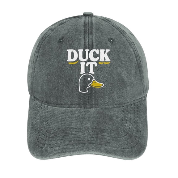 Duck It Gray Cotton Baseball Cap for Men Women, Outdoor Casual Adjustable Hat
