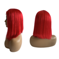 thumbnail image 2 of Bob Wigs Human Hair Straight Lace Part Blunt Cut Middle Parting Light Red 180% Density Glueless Remy Wig Shoulder Length 14 Inch, 2 of 7