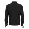 thumbnail image 5 of Rexolia Mens Renaissance Lace Up Pirate Shirt V Neck Tie Cuff Medieval Costume Cotton Long Sleeve Top Black L, 5 of 8