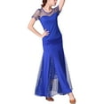 thumbnail image 3 of Glitter Waltz Modern Ballroom Wedding Dance Competition Wear Gowns Adult Blue, 3 of 5
