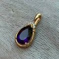 thumbnail image 3 of Lakshya Jewel LLC 3CT Pear Cut Purple CZ Women's Solitaire Pendant 14K Yellow Gold Finish, 3 of 3
