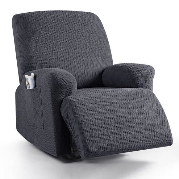 Stretch Recliner Chair Cover 1 Seater, Recliner Sofa Chair Cover with Pocket, Dark Grey