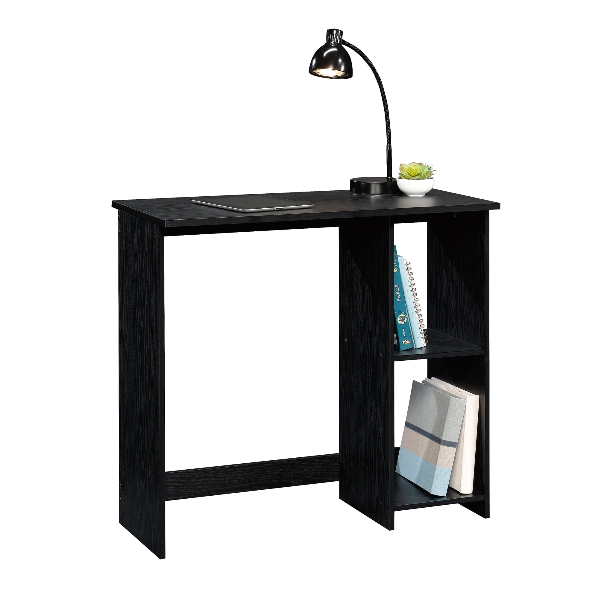Mainstays Small Space Writing Desk with 2 Shelves, True Black Oak Finish - 3