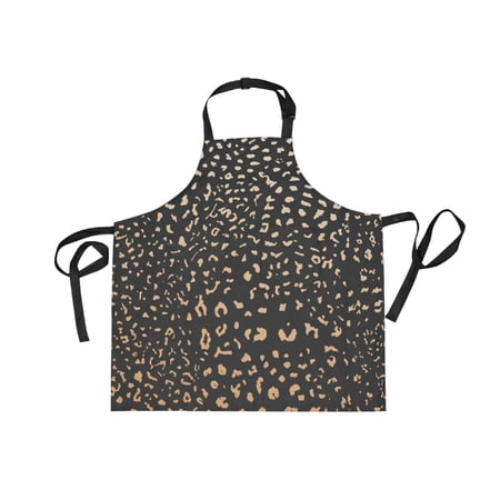 JSTEL Gold Leopard Cheetah Print Apron with 2 Pockets for Women Men Adjustable Garden Bib