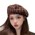 thumbnail image 2 of MEICHEN Women's Woolen Plaid Beret Hat Retro Painter Cap Retro French Berets Fashion Accessories Artist Hat, 2 of 7