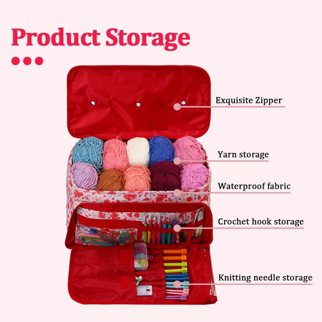 Giaone Storage Organizer for Crochet Tools Multiple Compartments Storage Container