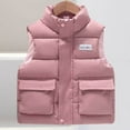 thumbnail image 2 of SuTry Kids Stand Collar Vest Thermal Fall Winter Fleece-Lined Puffer Vest Everyday Outerwear Sleeveless Jacket for Children 4-10 Years(Pink,7 Years), 2 of 6