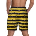 thumbnail image 2 of Lsque Mens Swim Trunks Striped With Bees Pattern - Bathing Suit Compression Liner - Beach Swim Shorts Swimwear - (S-3XL) - Stretch Quick Dry -XX-Large, 2 of 9