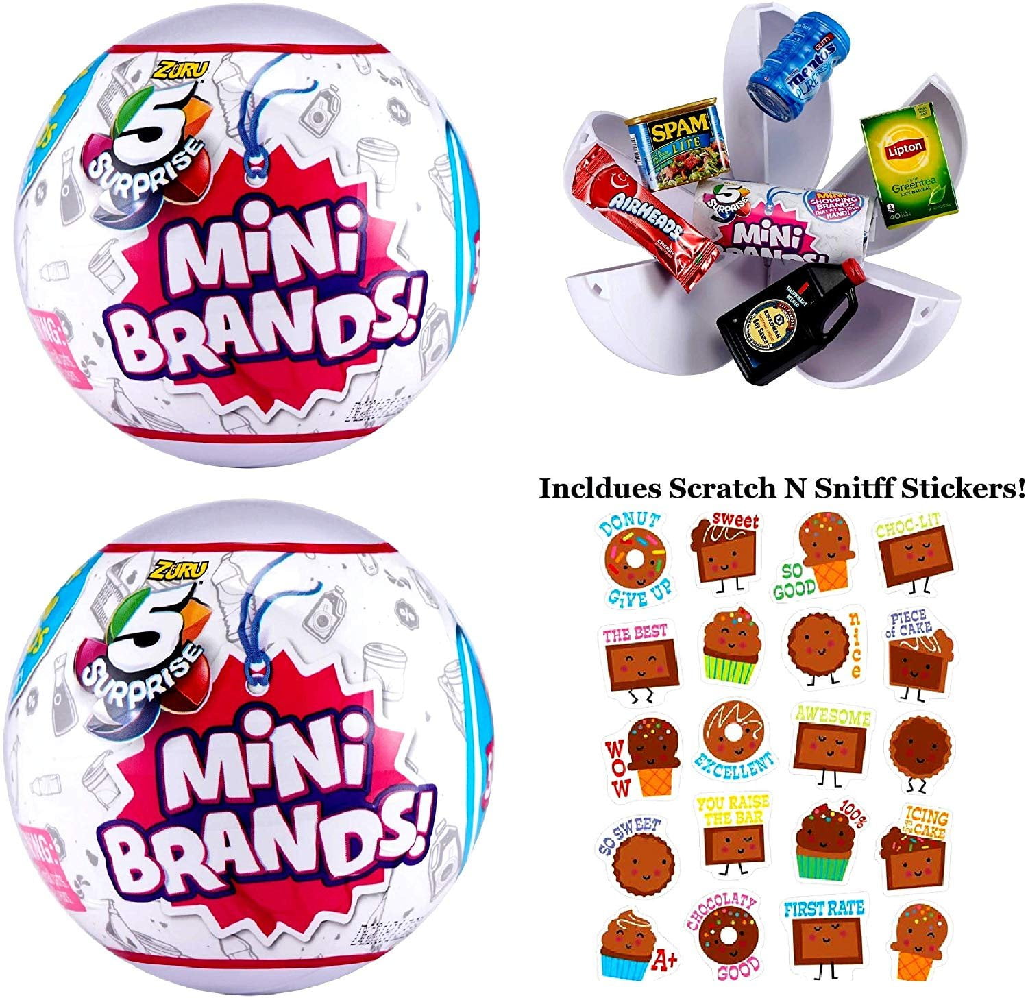 5 Surprise (2 Pack) Mini Brands Collectible Capsule Ball by Zuru Includes Scented Chocolate