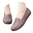 thumbnail image 3 of CPNG Women's Casual Soft Genuine Leather Flats Shoes Slip On Lightweight Tendon Sole Casual Shoes Loafers Slip-Ons Softsole Driving Walking Boat Shoes, 3 of 5