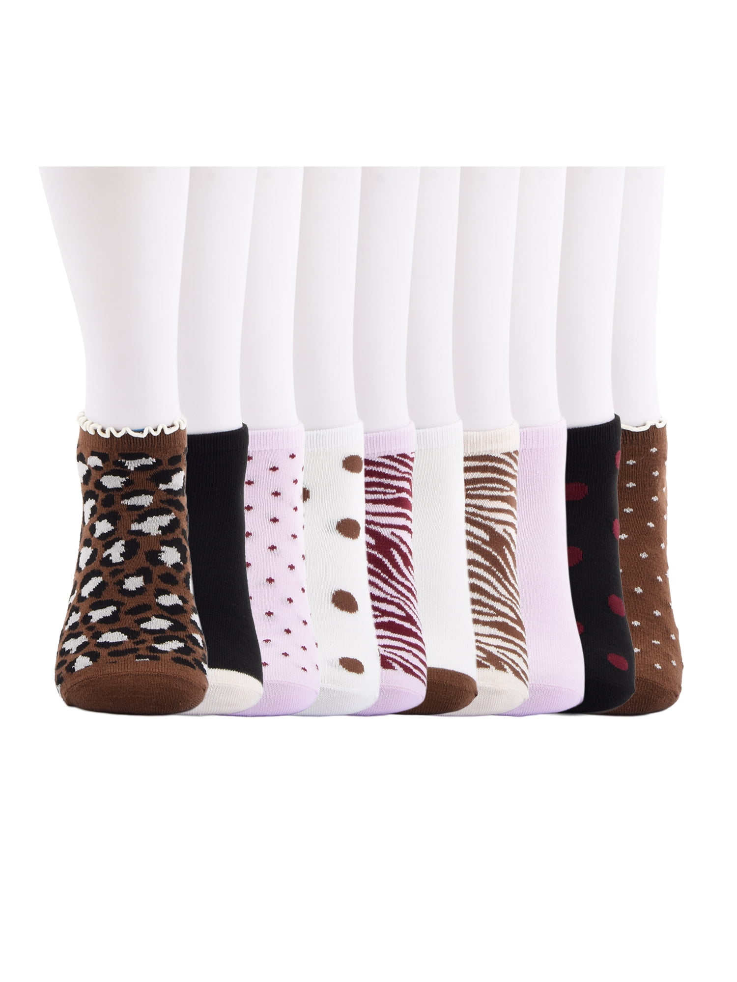 No Boundaries Women’s Low Cut Socks, 10 Pack, Shoe Sizes 4-10