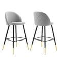 thumbnail image 2 of Modway Cordial Performance Velvet Bar Stools - Set of 2 in Light Gray, 2 of 10
