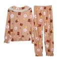 thumbnail image 3 of Christmas pajamas Women's Solid Color Teddy Bear Printed Flannel Warm Suit Winter Thick Warm Home Clothes, 3 of 8