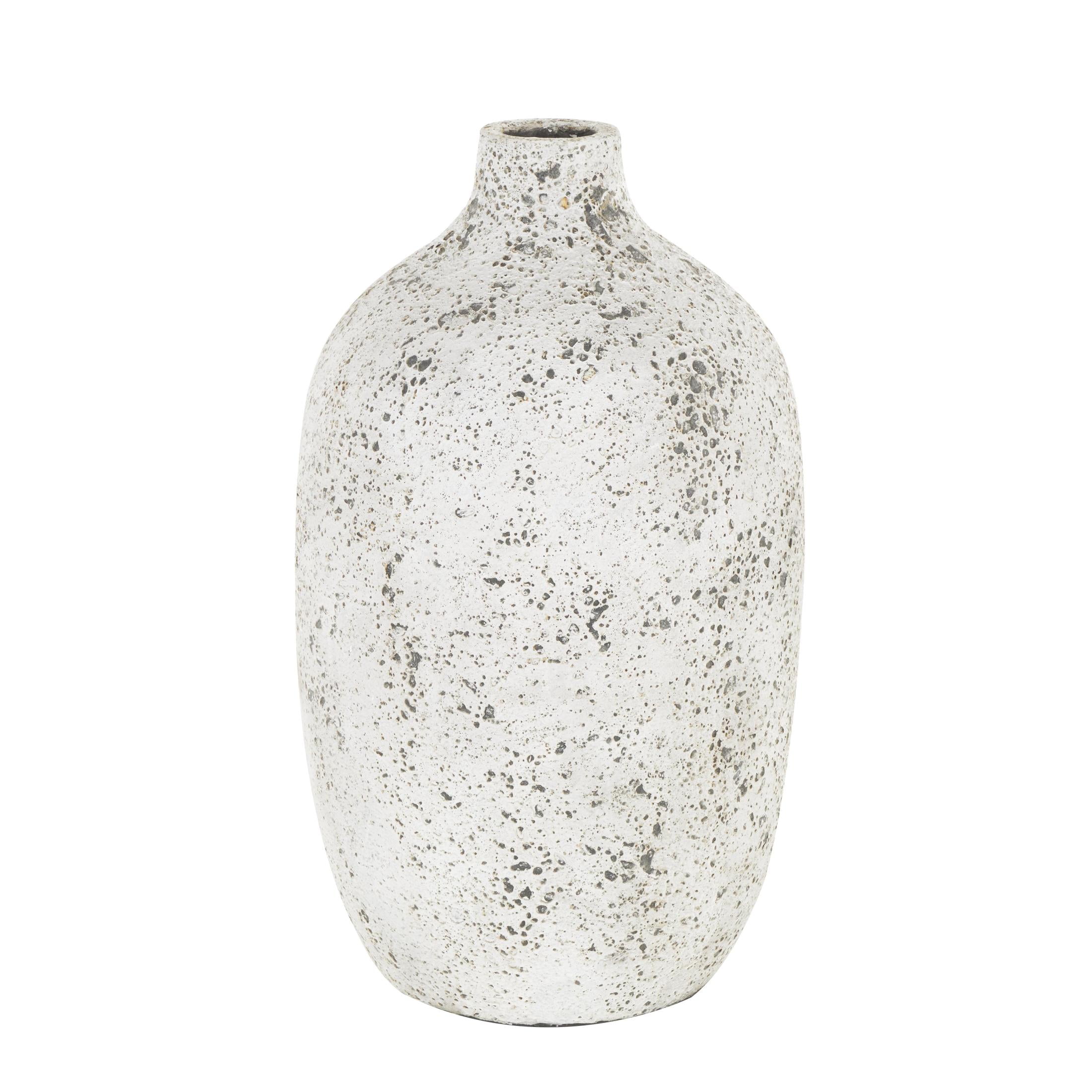 DecMode 17" Antique Style Textured White Ceramic Vase