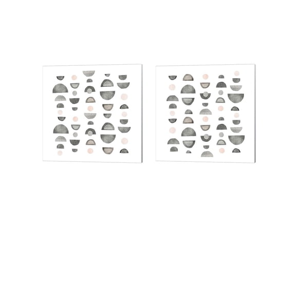 Half Circles B by Emma Scarvey Canvas Art Set of 2 14 inch X 14 inch Each