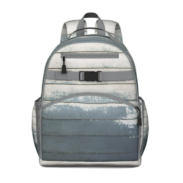 Weathered Wood Pattern Backpack for Student Bookbag Rustic Wood Grain Farmhouse Style Lightweight Durable Chest Strap Wooden Texture Design for Studentss