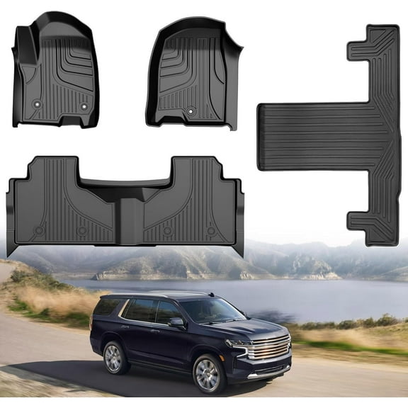 IKABEVEM Car Floor Mats for Chevrolet Tahoe 2021-2024 All Weather TPE Rubber Floor Liners Protection