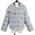 thumbnail image 4 of BiZtdJrK Back To School Prime Sales Womens Faux Fur Coat Fleece Cropped Lapel Jacket Long Sleeve Plush Warm Thickening Coats Warm Winter Open Front Jackets 2025 Gray 3XL, 4 of 9