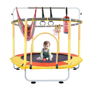 RAZXNAOR Trampoline for Kids with Enclosure, Toddler Indoor and Outdoor Trampoline, 59" x 59" x 65"