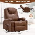 thumbnail image 2 of JMYMRY Recliner Chair with Heat and Massage, PU Leather, Adjustable Angle, Cup Holder, Side Pocket and USB Charge Port for Living Room, Brown, 2 of 9