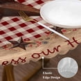 thumbnail image 3 of Country Star Farm Round Tablecloth, Fitted Table Cover with Elastic for 36"-44" Round Tables, Farmhouse Plaid Texas Vintage Fruit Table Cloth Outdoor Indoor Dinning Party Waterproof Tablecloths, 3 of 7