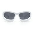 thumbnail image 2 of Exaggerated 90s Style Thick Bubble Frame Rectangle Curved Sport Plastic Sunglasses White - Black, 2 of 4