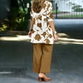 thumbnail image 5 of Pantalones Y Conjunto Superior para las Mujeres Pantalones de Piernas Anchas de Tres Piezas Que Coinciden Longline Duster Jacket Vestido de Cárdigan Floral Marino Sólido, 5 of 5