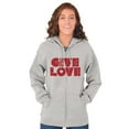 thumbnail image 3 of Give Love Heart Kindness Happiness Zip Hoodie Sweatshirt Women Brisco Brands L, 3 of 6