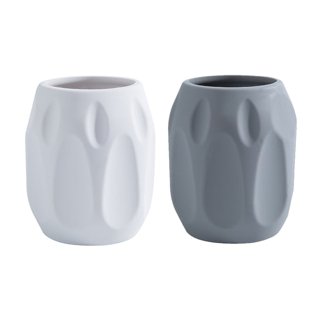 2 portalápices de silicona, portalápices para escritorio, portalápices geométrico, portalápices para maquillaje (blanco, gris)