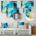 thumbnail image 4 of Designart "Luxury Abstract Fluid Art in Turquoise IV" Fractals Metal Art Living Room, 4 of 5