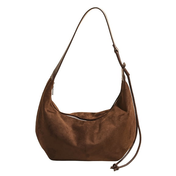 Crossbody Bags for Women, Trendy Suede Crescent Shoulder Bag Top-handle Sling Bag for Women Girl (Coffee)