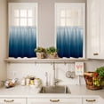 thumbnail image 3 of 3 Piece Kitchen Curtains and Valances Set Navy Blue Ombre Cafe Curtains 24 Inch Length Contemporary Gradient Abstract Art Valance & Tier Curtain for Living Room Bedroom Small Window 54"x18"+27"x24"*2, 3 of 6