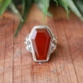 thumbnail image 2 of Red Coral Gemstone Ring, 925 Sterling Silver Ring, Statement Ring, Handmade Ring, Gemstone Ring, Coffin Cut Ring, Personalized Gift For Her,, 2 of 4