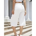 thumbnail image 5 of Womens Cropped Pants Drawstring Waist Wide Leg Lightweight Comfort Capris Casual Vacation Trousers with Pockets, White, S, 5 of 9