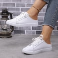 thumbnail image 5 of BOERTEU Women Frayed Edge Canvas Mule Sneakers, Lace Up Slip On Backless Casual Flat Shoes, Lightweight Non-Slip Walking Loafers for Daily Wear, 5 of 10