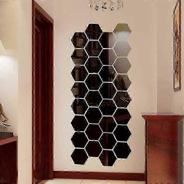 2026 12pcs Hexagon Acrylic Mirror Face Sticker Living Room Bedroom Home Decoration Hexagon Mirror Wall Sticker