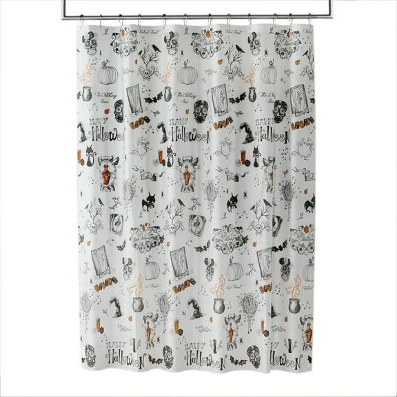SKL Home Happy Halloween Peva Shower Curtain & Hook Set