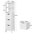 thumbnail image 2 of Tall Bathroom Cabinet, Slim Storage Cabinet, Narrow Floor Cabinet with 3 Drawers and 2 Tier Shelf, Freestanding Linen Tower, White, 2 of 8