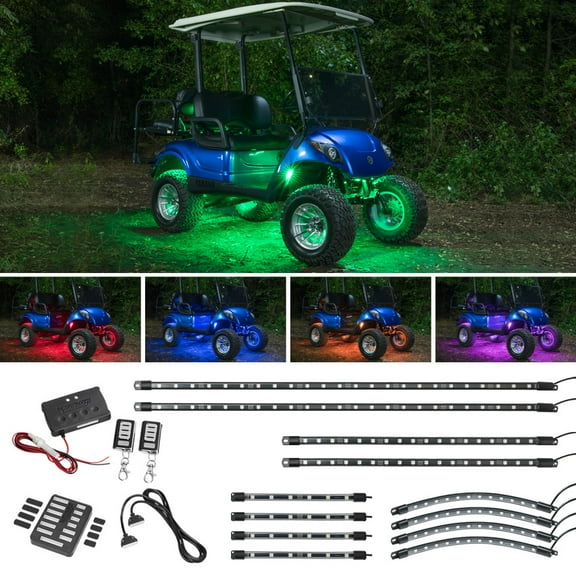 LEDGlow 12pc Million Color SMD LED Golf Cart Underbody Underglow Lighting Kit with Wheel Well & Interior Lights