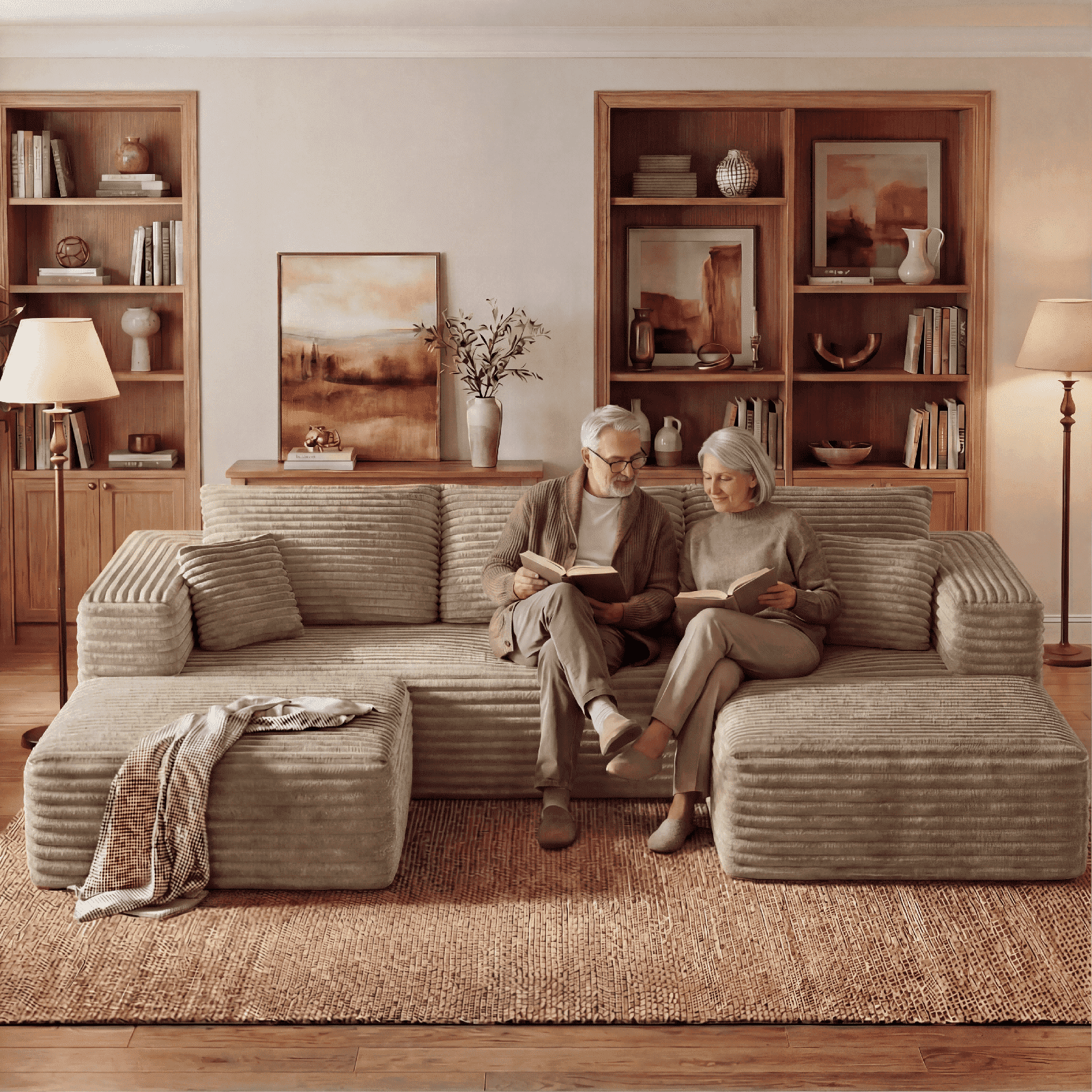 Cubente 108" Sectional Couch, Cloud Sofa, Boneless Couch No Assembly Required Modular Couch U-shaped Couch for Living Room