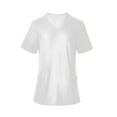 thumbnail image 2 of Busydd Scrub Tops Women Fashion Solid Color Working Scrubs for Women Casual Short Sleeve V Neck Nursing Tops with Pockets Comfy Classic Working Uniform, 2 of 8