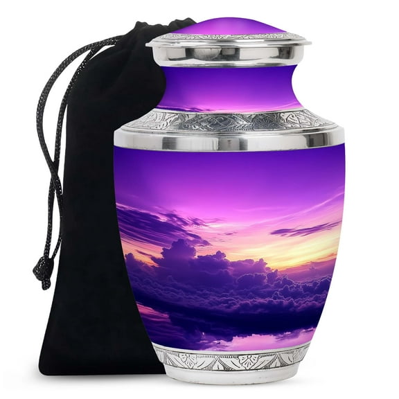 Large Purple Cloud Funeral Urns For human Ashes Adult Female Mom - Cremation Memorial Urn For Adult Male Ashes - 10 Inch