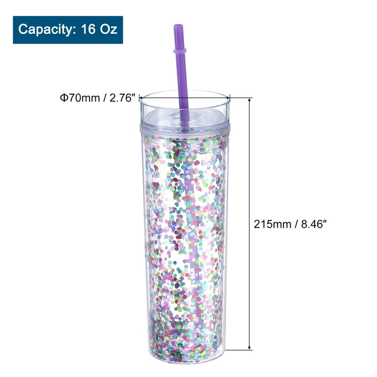Insulated & Reusable Acrylic Tumbler, 16 Oz Plastic Drinking Cup with Lid  and Straw, Travel Tumblers (Purple) - Walmart.com