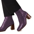 thumbnail image 4 of YDN Women Chic Squared Toe Back Zippers Ankle Boots Braided Mid High Heels Booties Work Daily Casual Shoes Size 14 Purple, 4 of 4