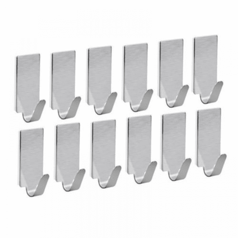 QIFEI Small Adhesive Hooks, 12 Pack Stainless Steel Adhesive Wall