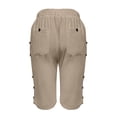 thumbnail image 6 of Kinrui Womens White Linen Capris Lightweight Summer Casual Beach Crop Trousers Khaki XL, 6 of 8