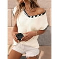 thumbnail image 4 of Women'S Sleeveless Sweater Casual V Neck Cap Sleeve Knit Pullover Tank Tops Creamy White XL, 4 of 9