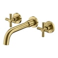 thumbnail image 2 of Brushed Brass Wall Mount Bathroom Faucet Two Cross Handles and Rough-in Valve Included,SUMERAIN, 2 of 4