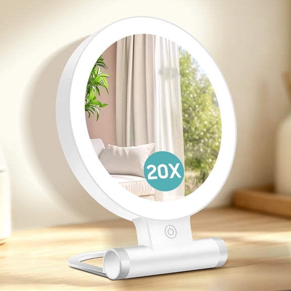 B Beauty Planet 20X Magnifying Mirror with Light, 20X/1X Double Sided Travel Mirror